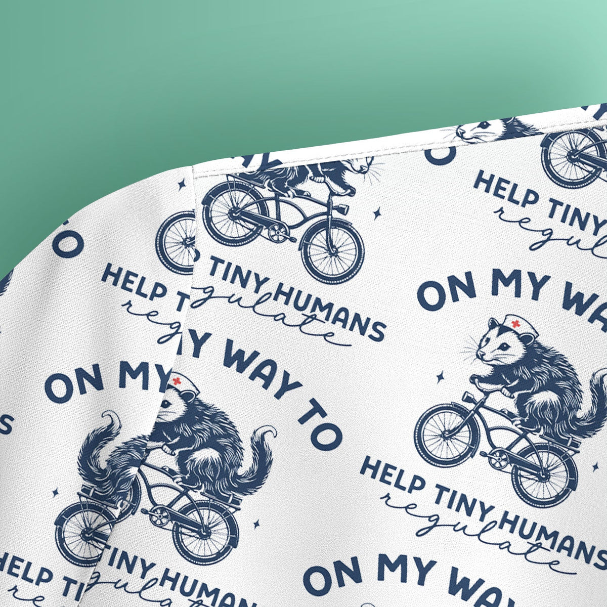 Biking Opossum Funny Quote Nurse Scrub Top