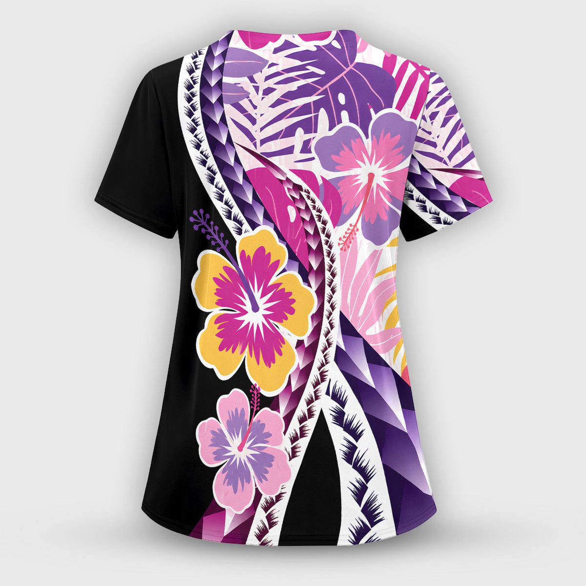 Tropical Hibiscus Leaf Nurse Scrub Set