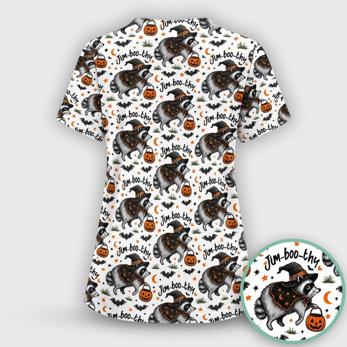Jim Boo Thy Raccoon Nurse Scrub Top