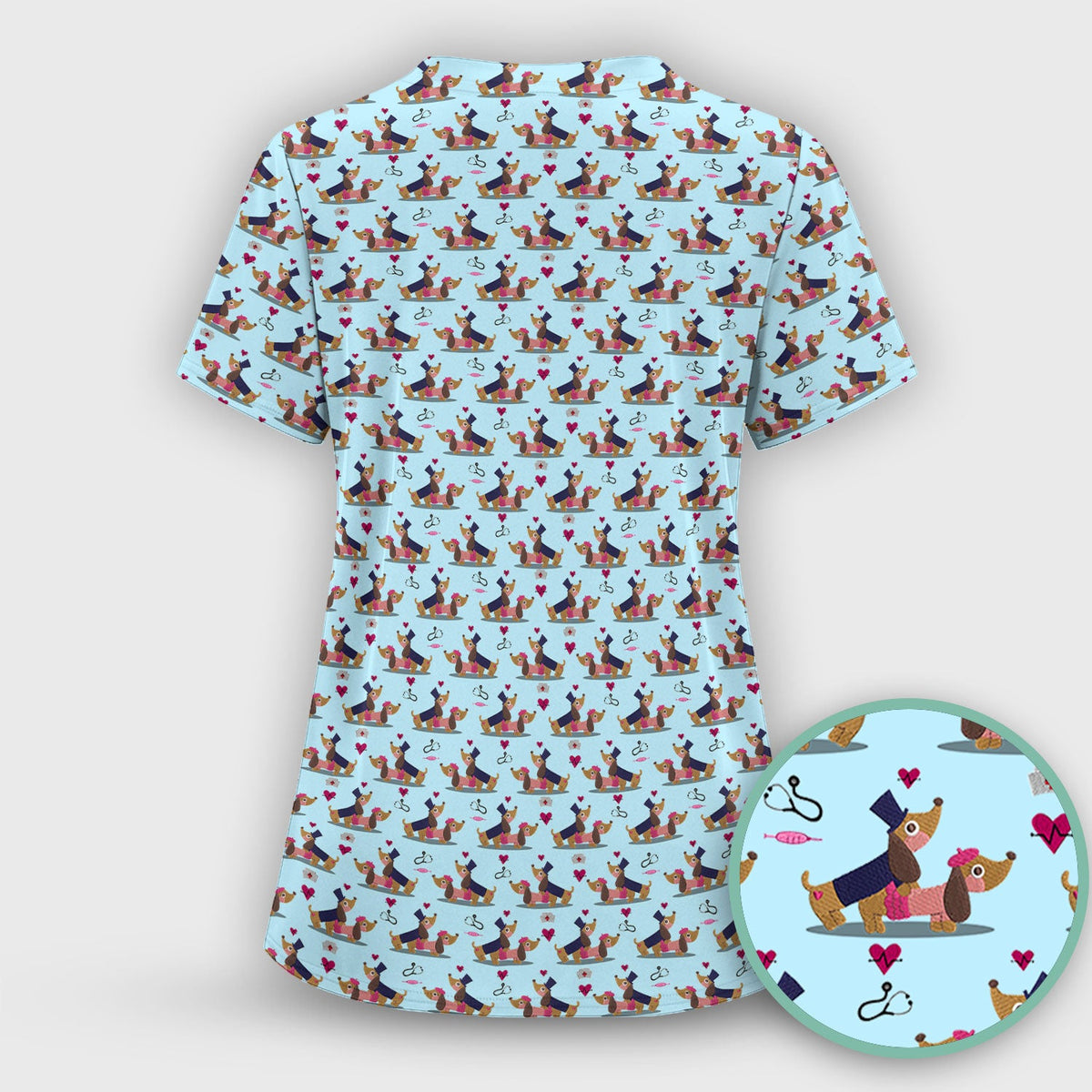 Dachshund Nurse Scrub Top - Valentines Day Gift
