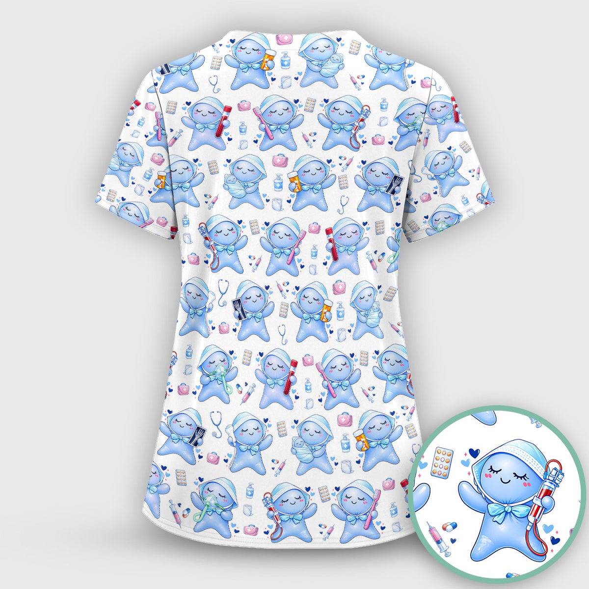 Dental Tooth Character Nurse Scrub Set