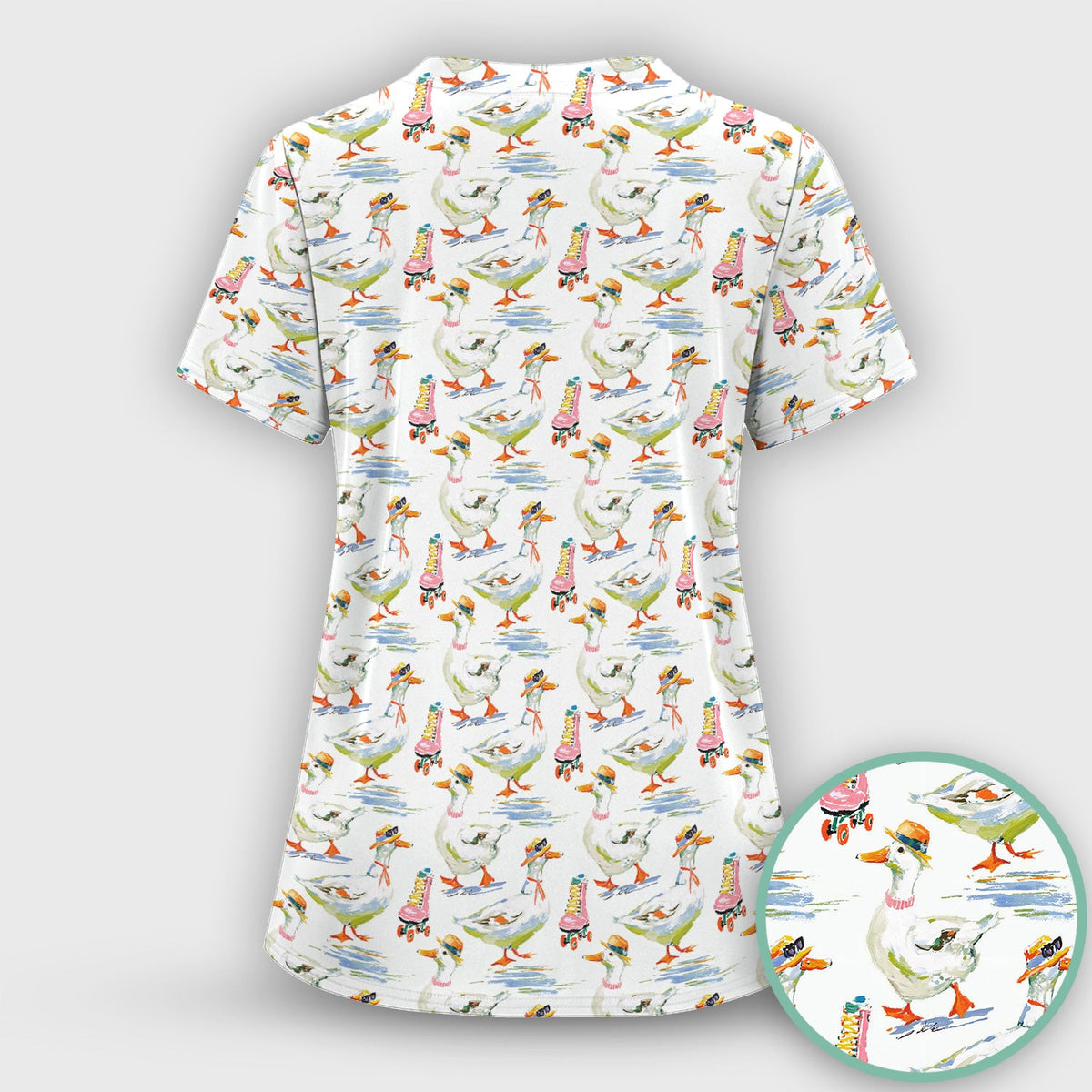 Roller Skating Goose Nurse Scrub Set