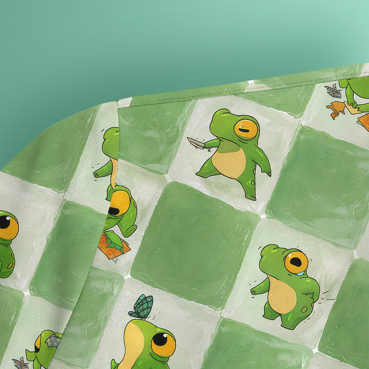Frog Duck Checkerboard Nurse Scrub Top
