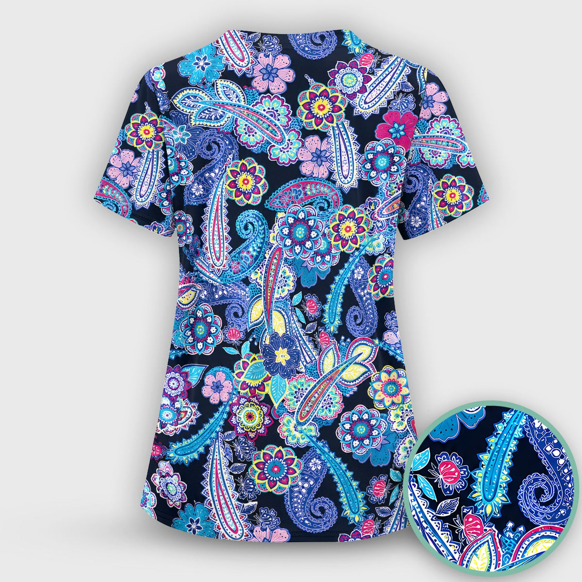 Vibrant Paisley Floral Nurse Scrub Set