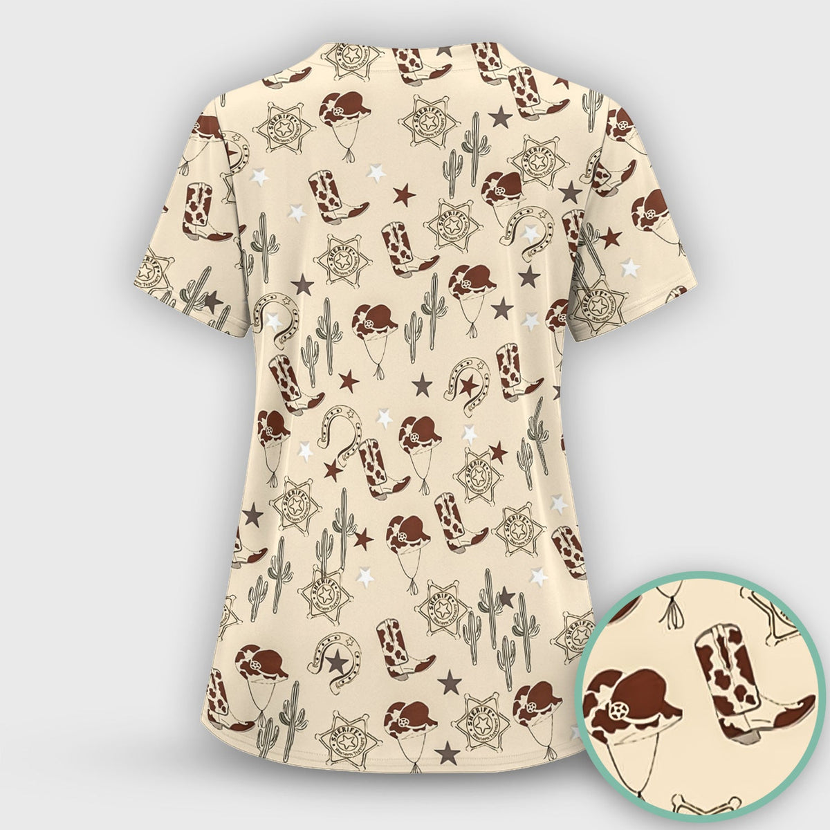Cowboy Hats & Boots Nurse Scrub Top
