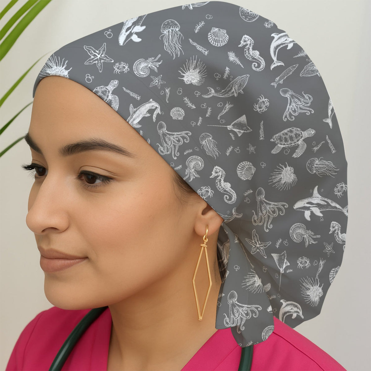 Marine Sea Life Scrub Cap