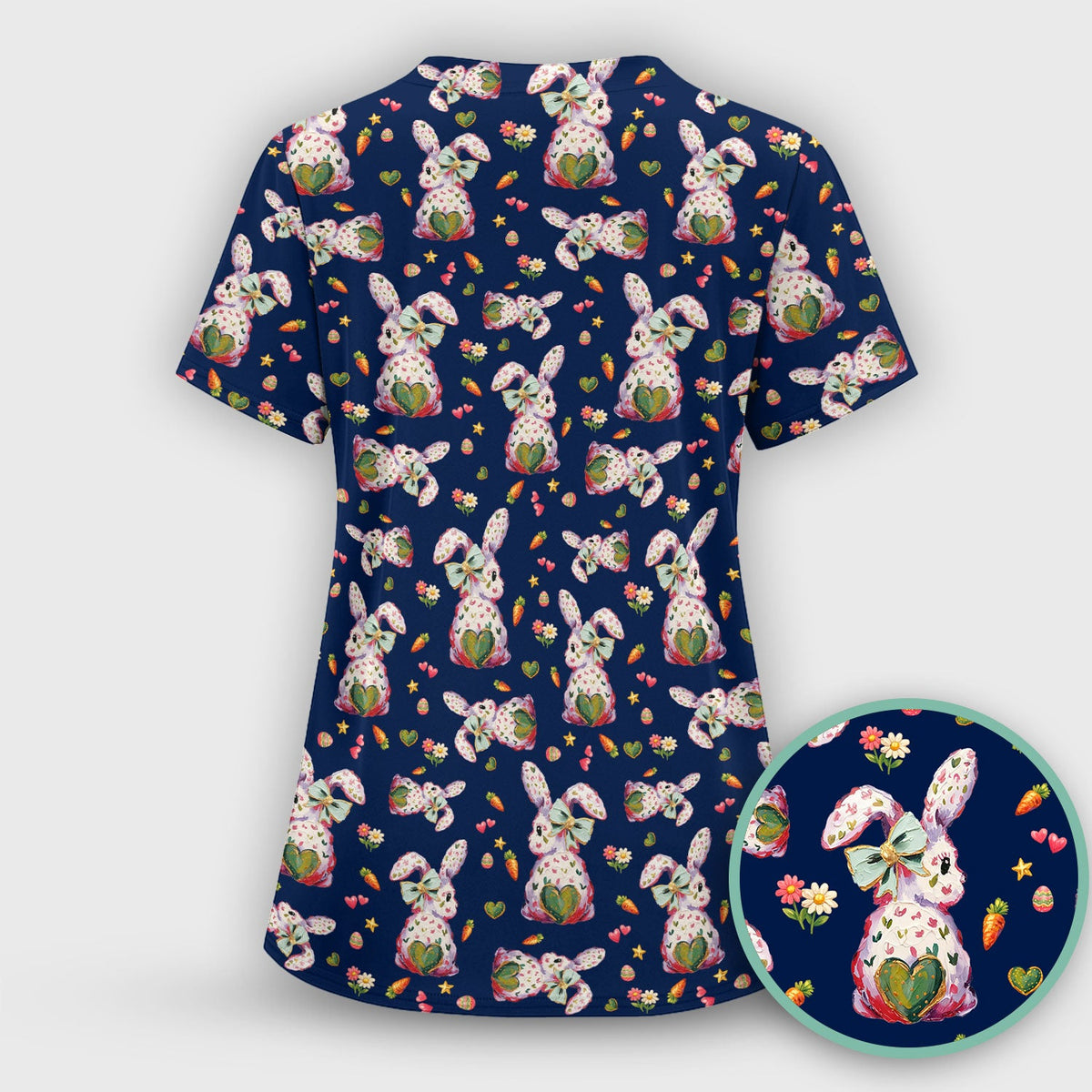 Pastel Bunny Easter Nurse Scrub Set