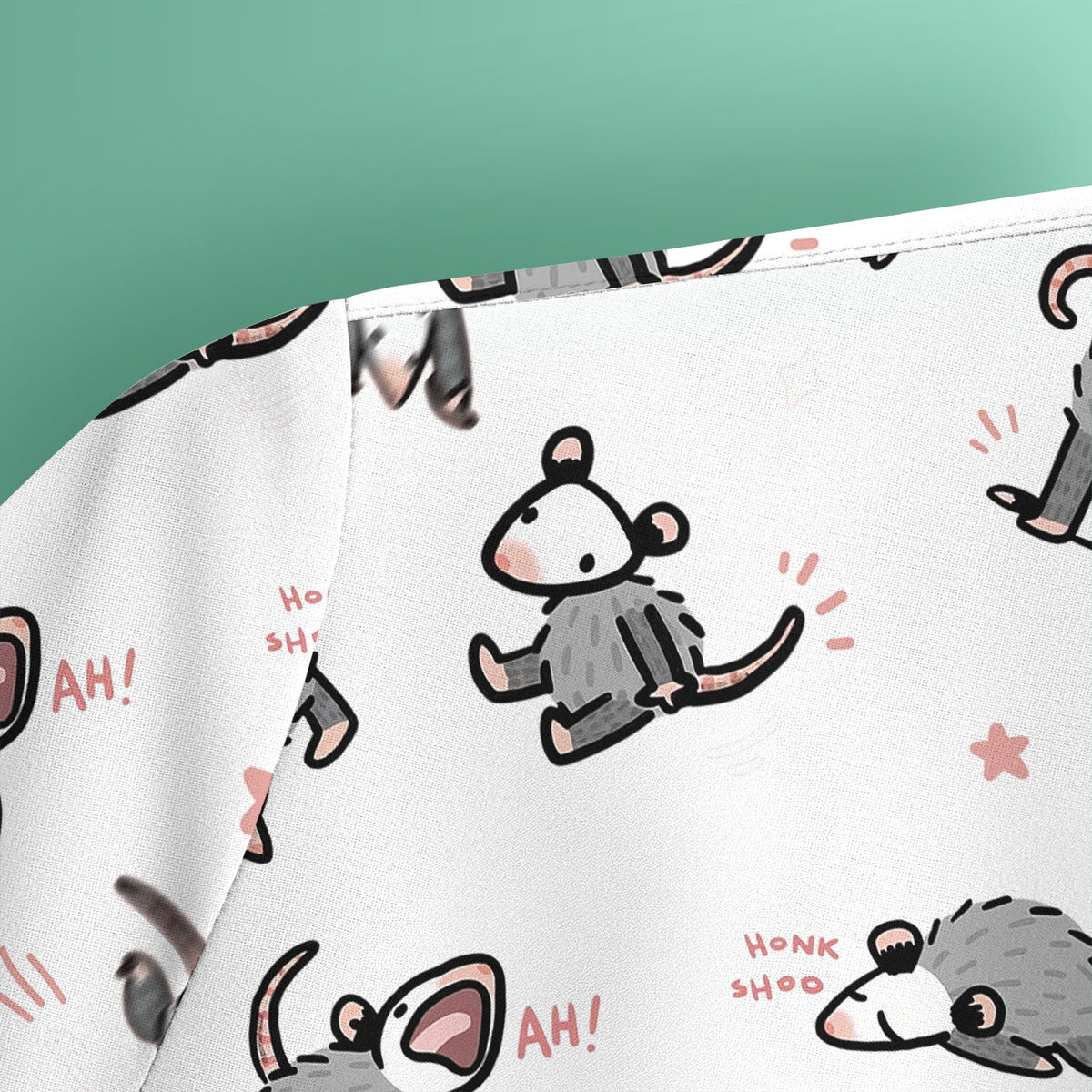 Cartoon Opossum Nurse Scrub Top
