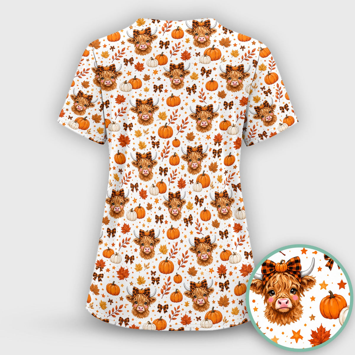 Fall Highland Cow Nurse Scrub Set