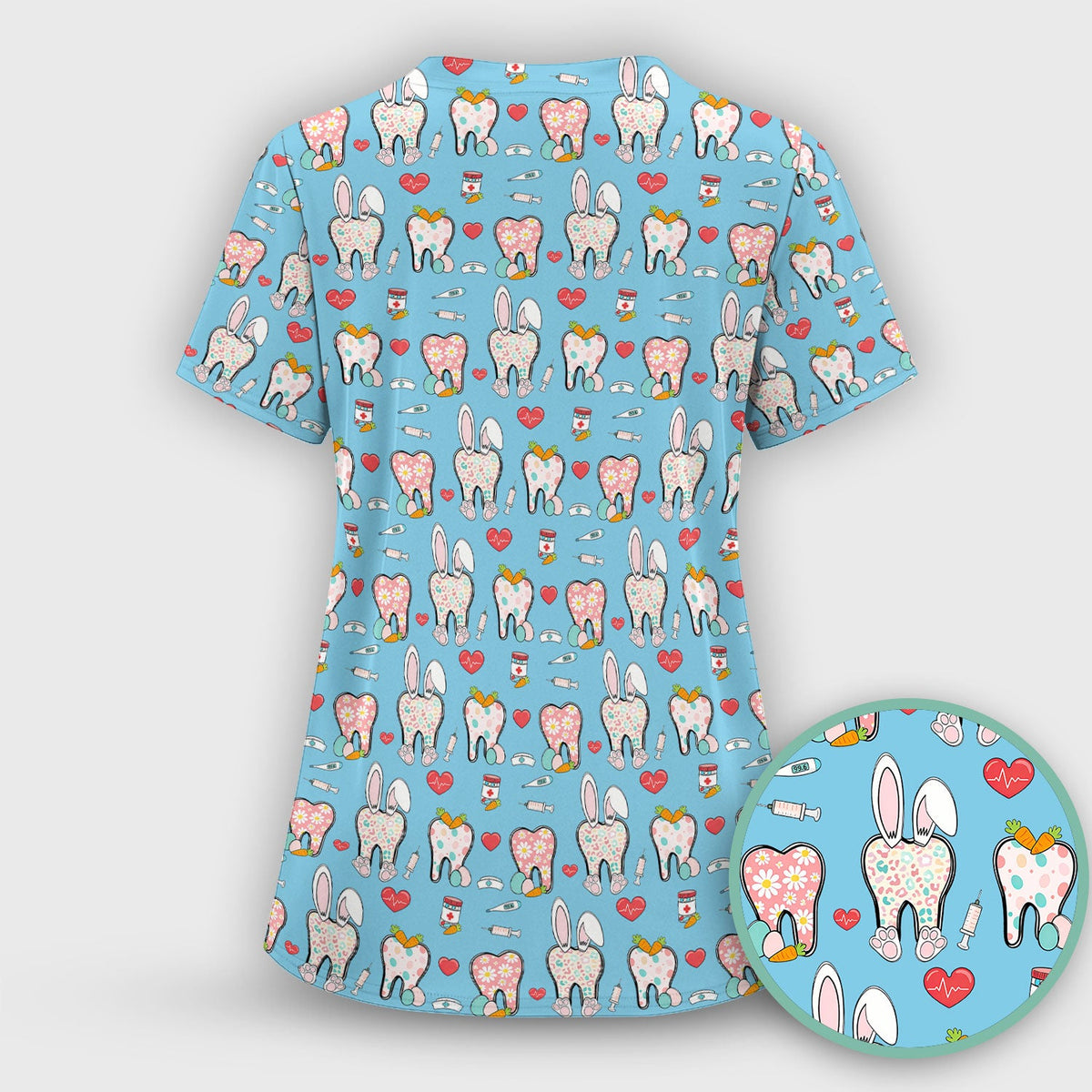 Easter Bunny Dentist Nurse Scrub Top