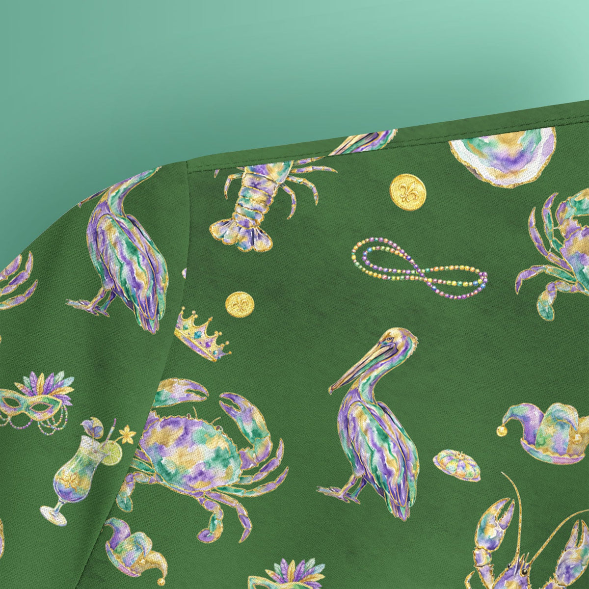 Mardi Gras Seafood Nurse Scrub Top