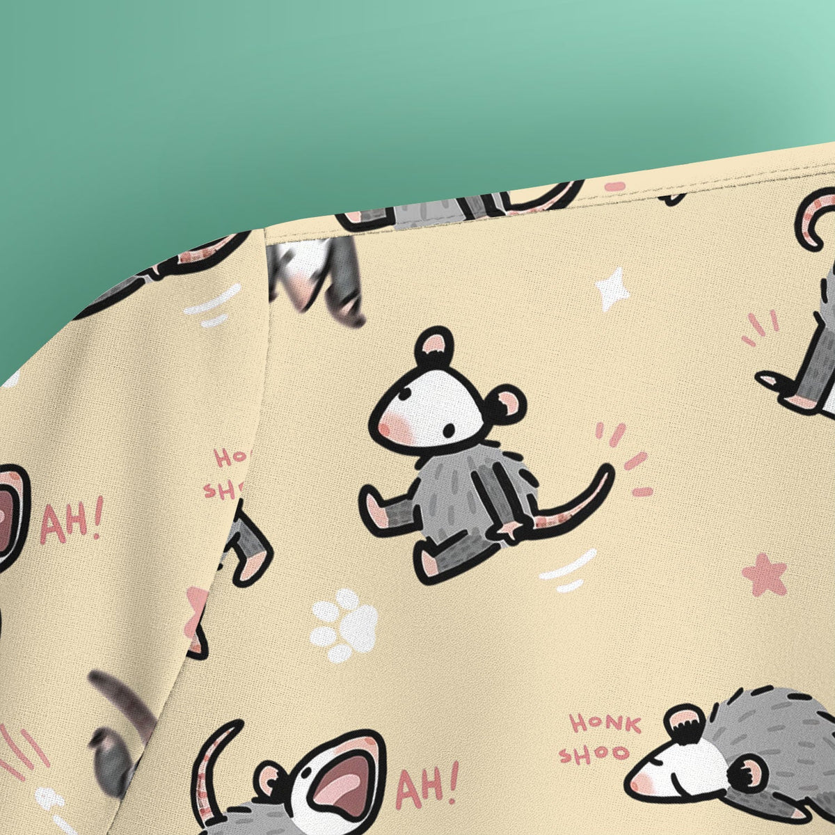Cartoon Opossum Nurse Scrub Top
