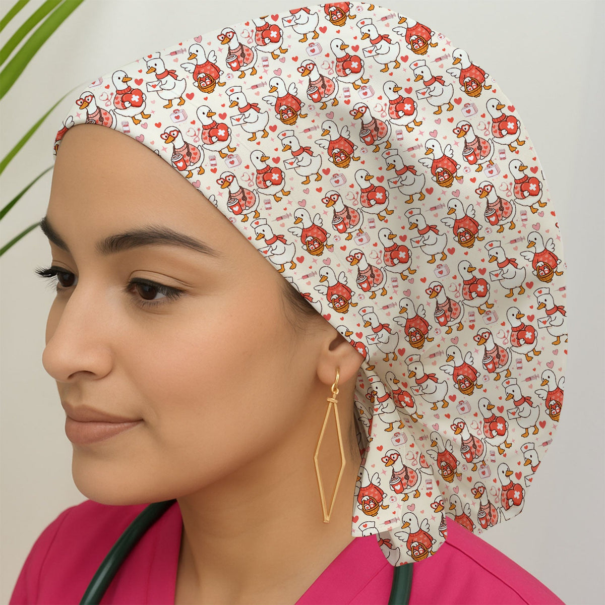 Valentine Goose Nurse Heart Scrub Cap