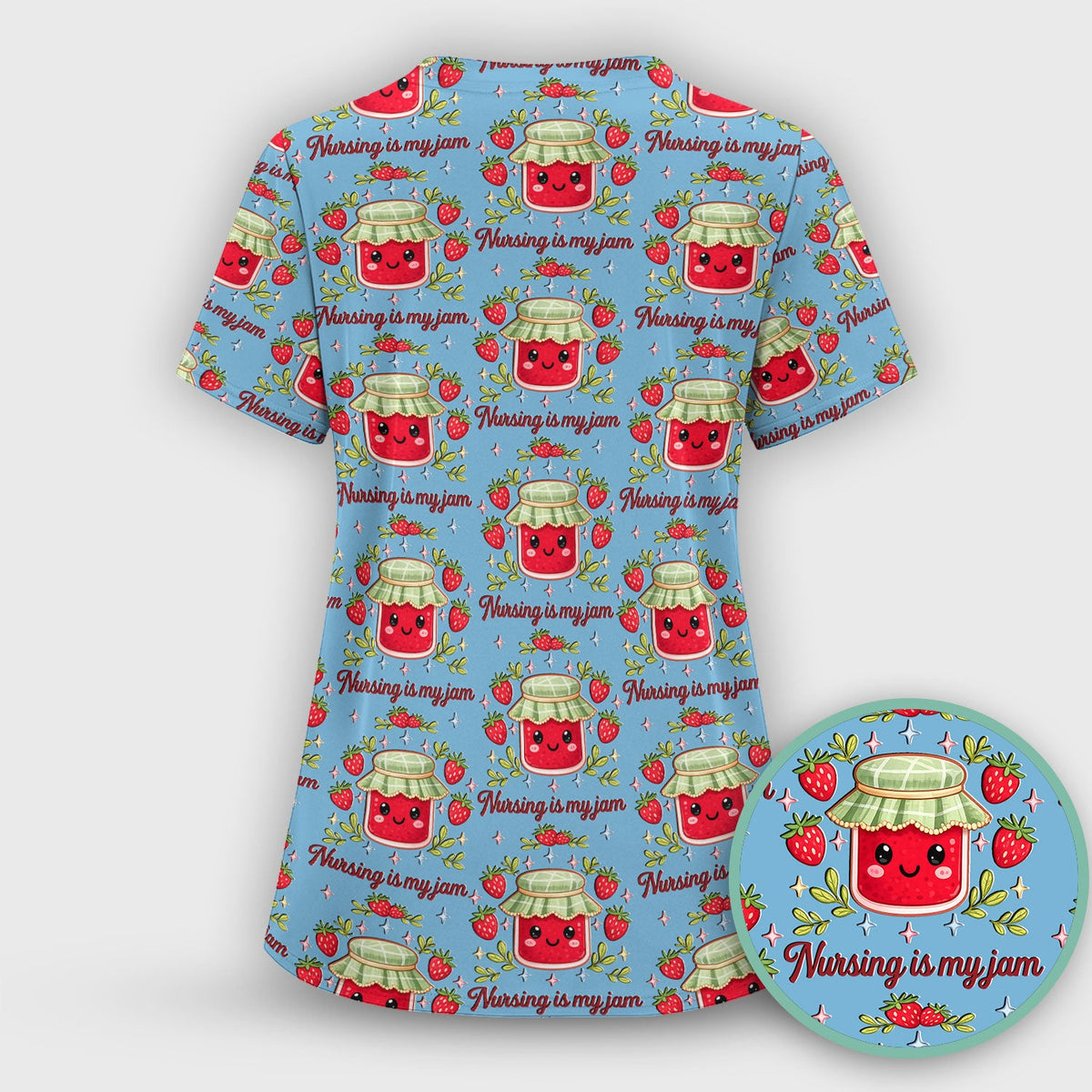 Strawberry Jam Nurse Scrub Top