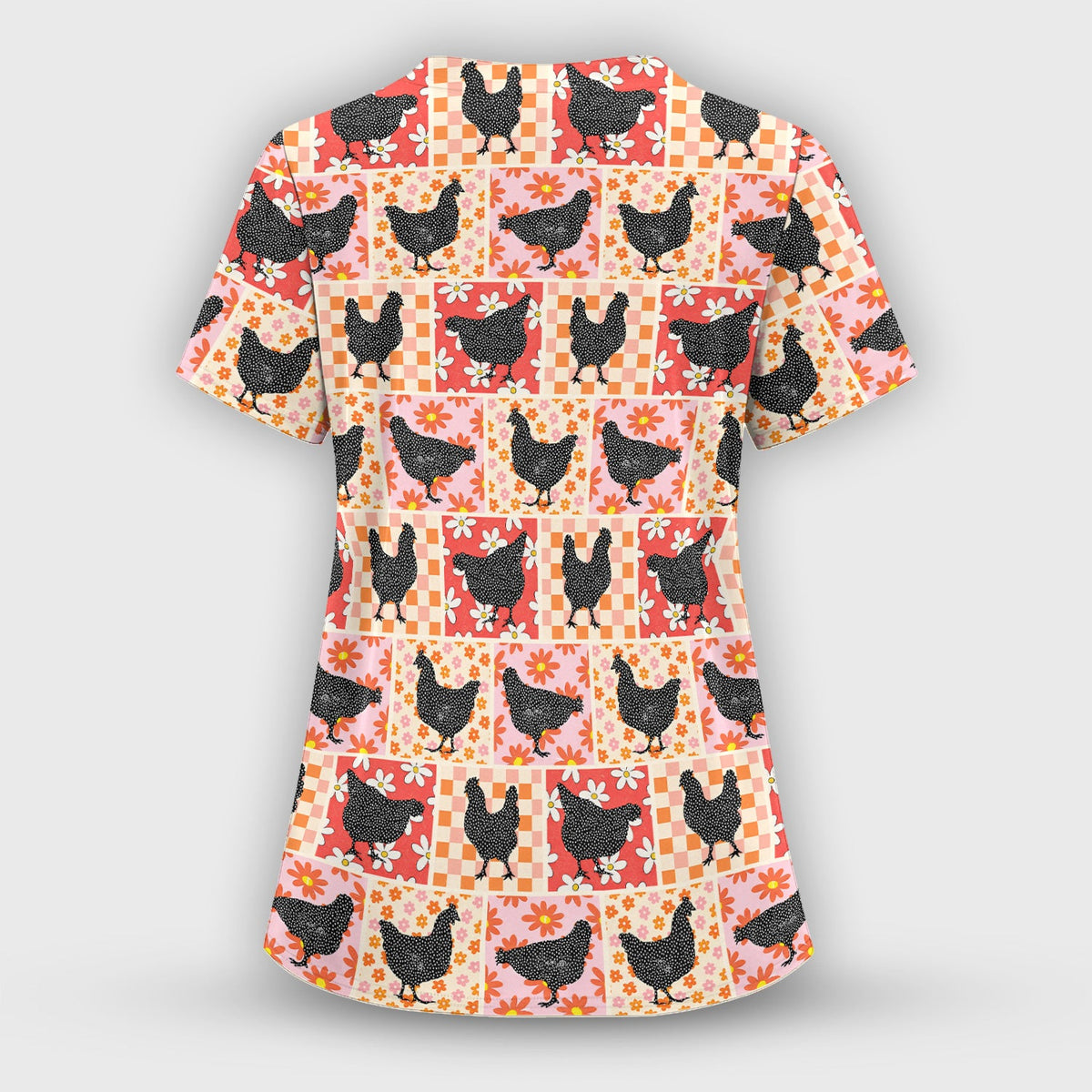 Chicken Patchwork Floral Nurse Scrub Set
