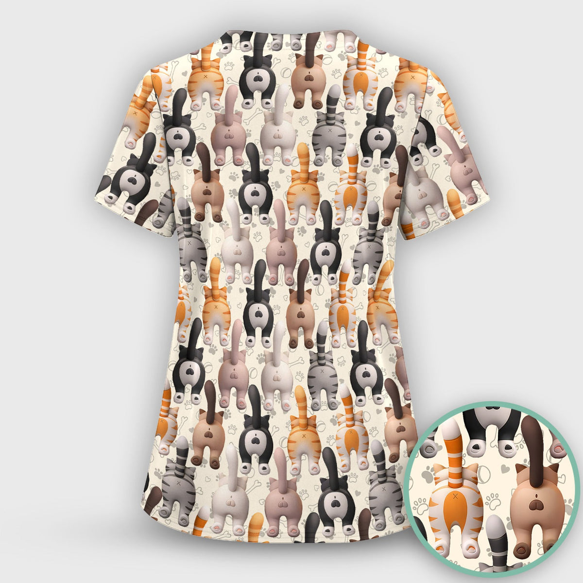 Cat Butt Paw Print Nurse Scrub Set