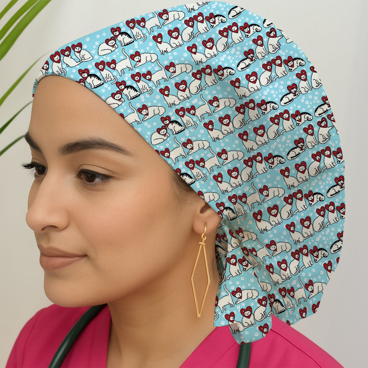 Cat Heart Scrub Cap