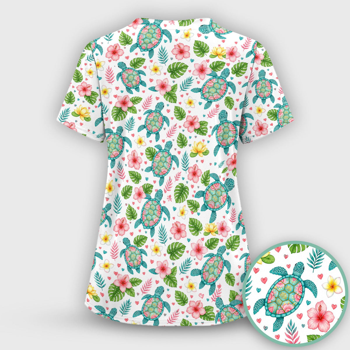 Tropical Sea Turtle Floral Nurse Scrub Set