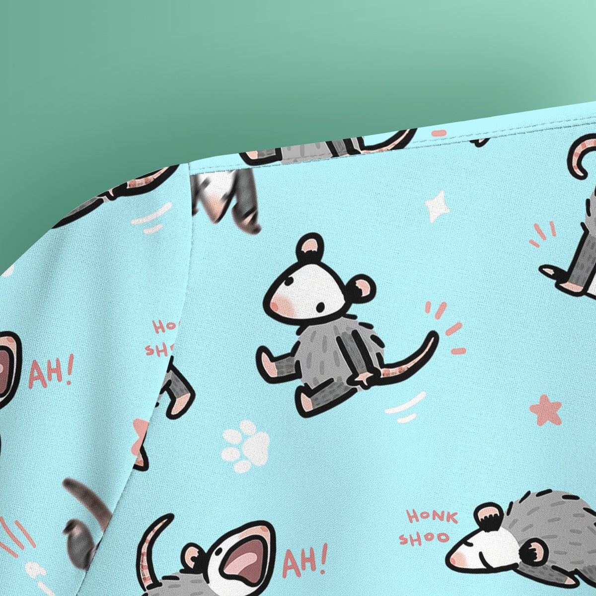 Cartoon Opossum Nurse Scrub Top