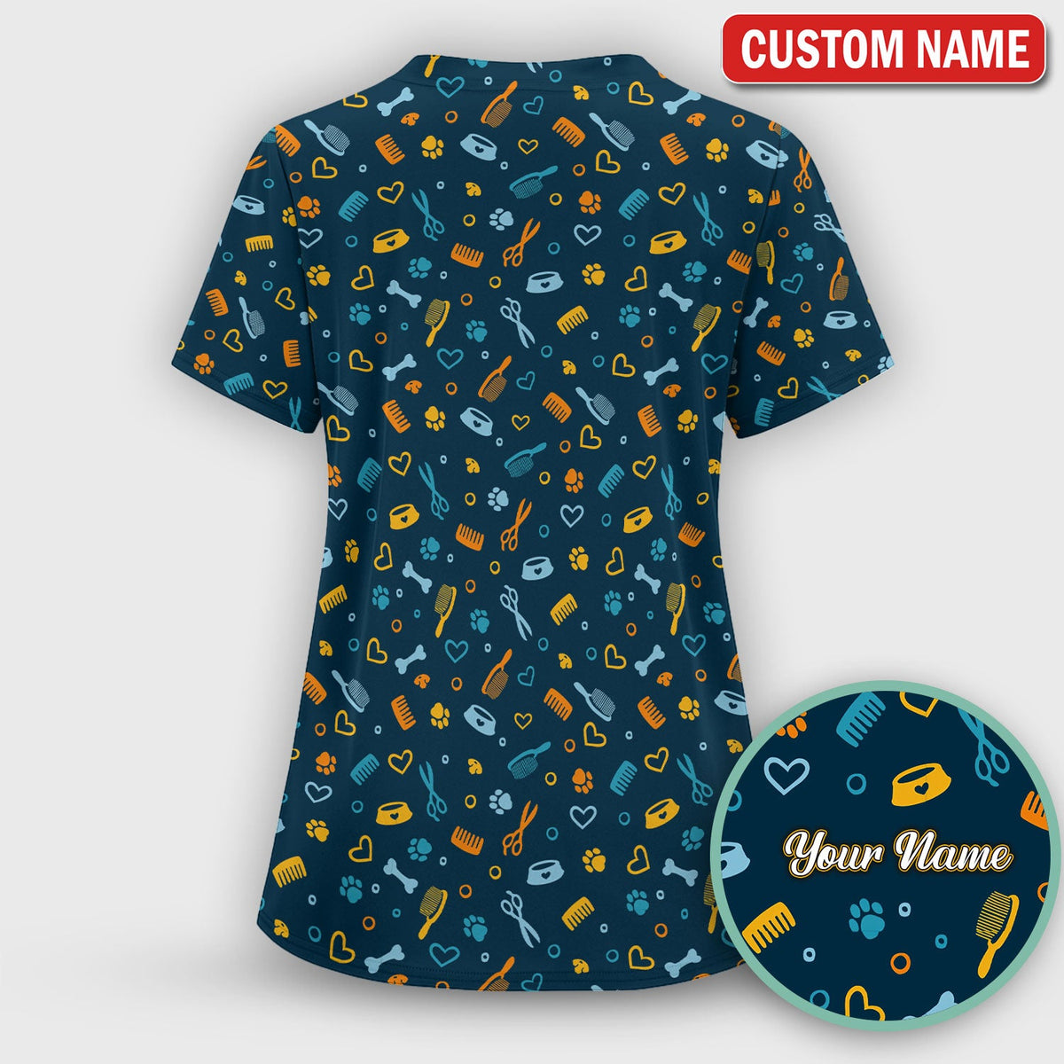Personalized Dog Cat Grooming Nurse Scrub Set