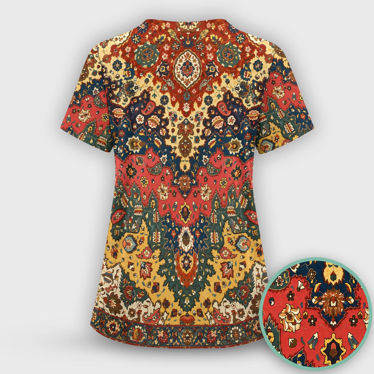 Vintage Persian Rug Floral Nurse Scrub Set