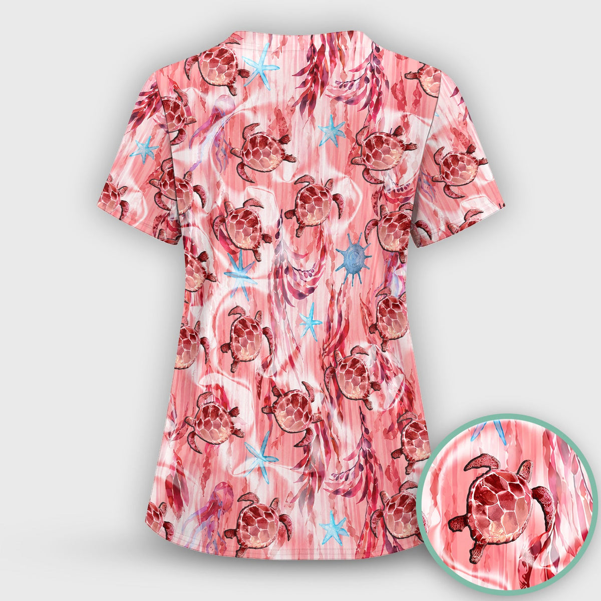 Pink Sea Turtle Ocean Nurse Scrub Set