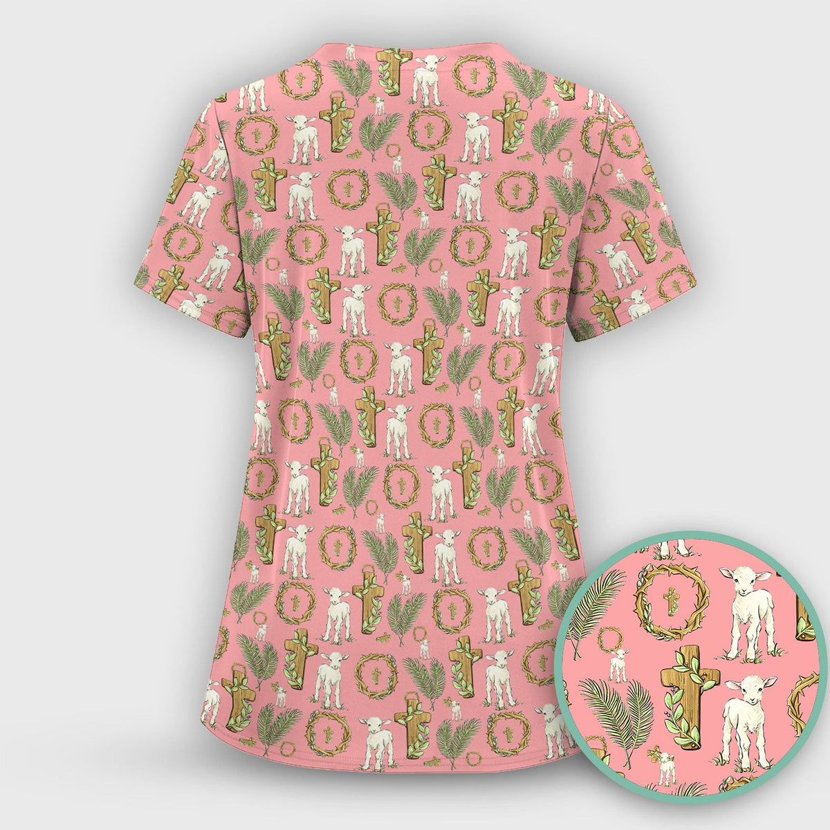 Faith Lamb Cross Nurse Scrub Top