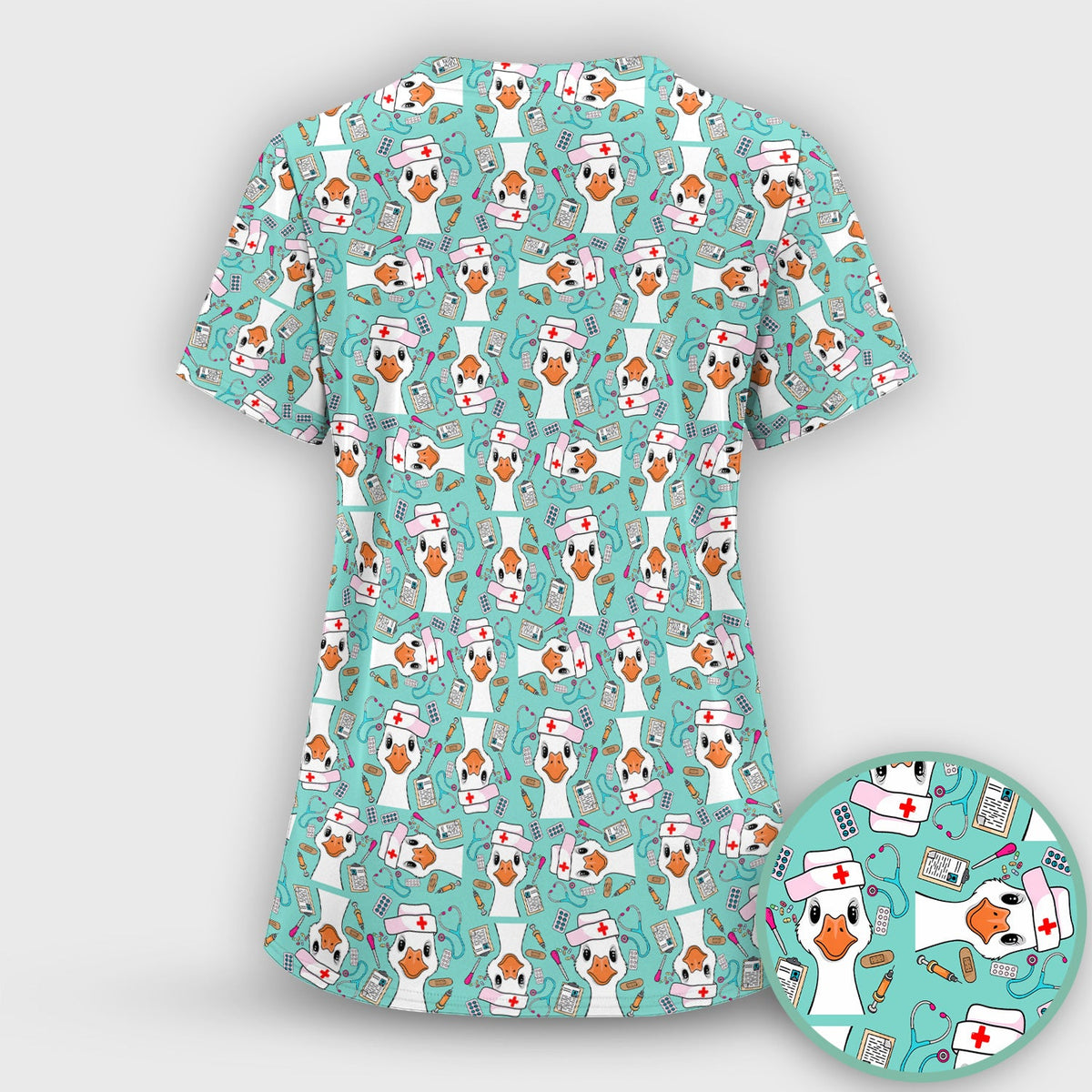 Duck Wearing Hat With Medical Tools Nurse Scrub Set