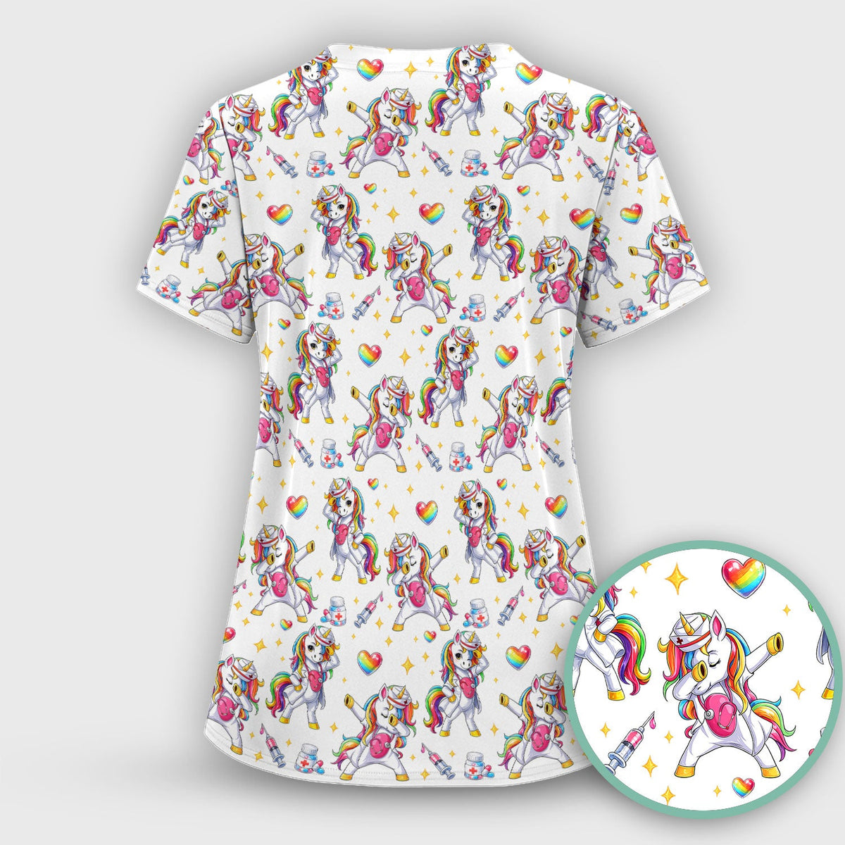 Nurse Unicorn Rainbow Scrub Set
