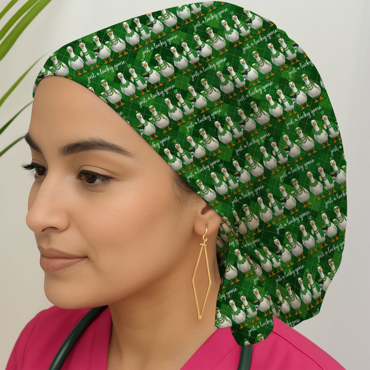 Lucky Goose Argyle Scrub Cap - St Patricks Day Gift