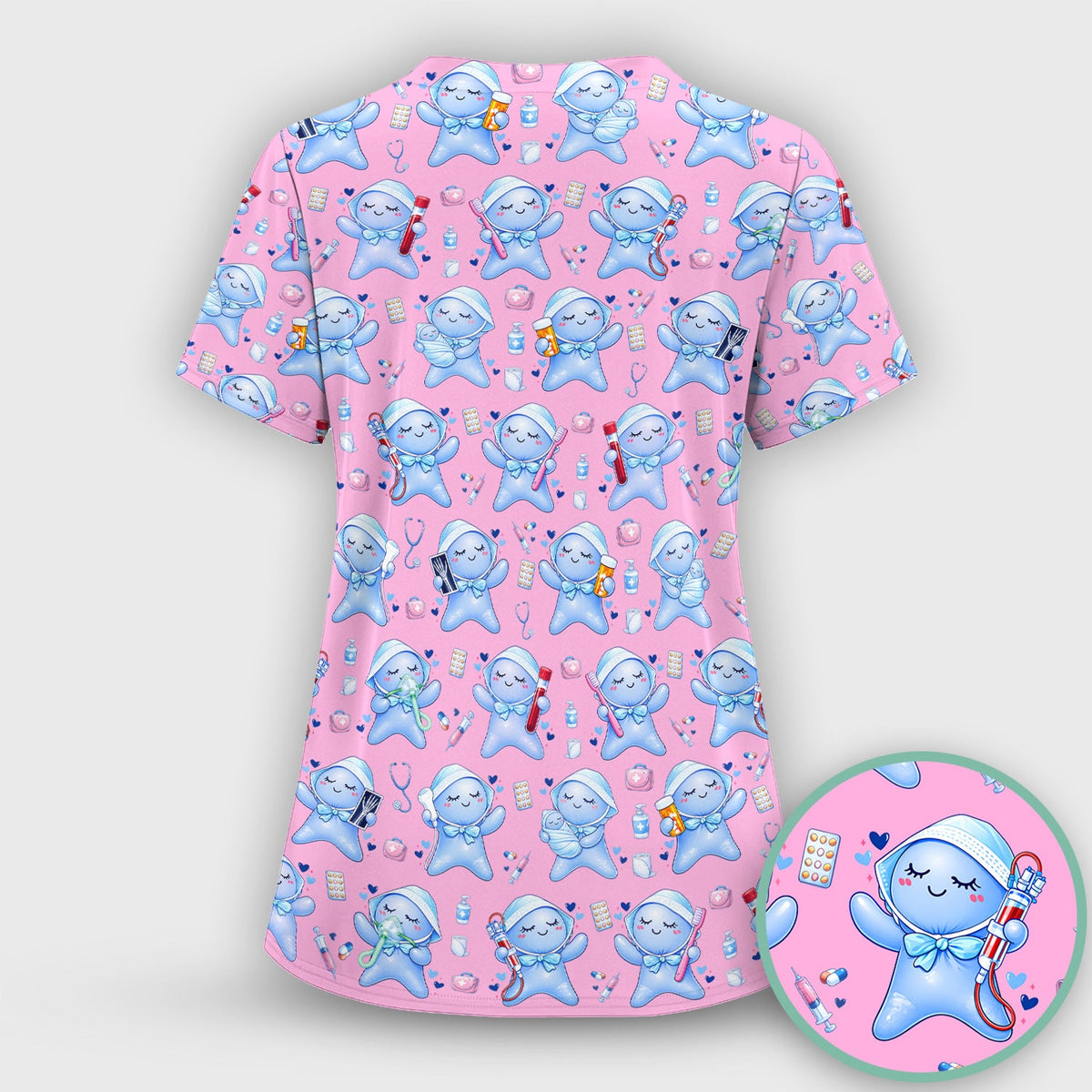 Dental Tooth Character Nurse Scrub Set