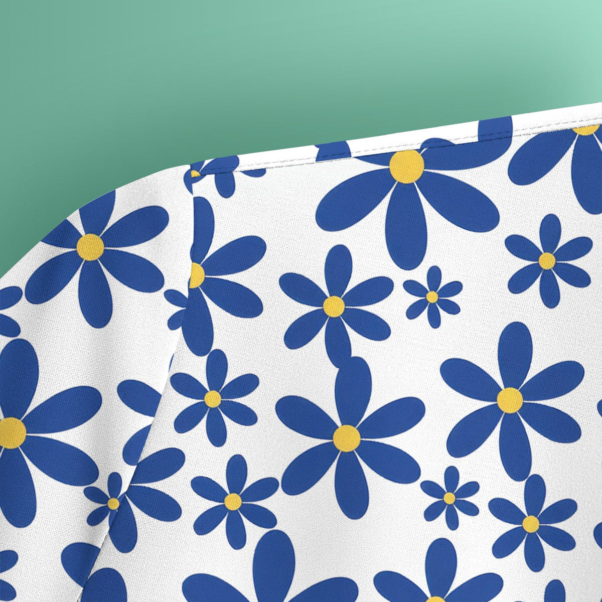 Retro Red Blue Daisy Nurse Scrub Top