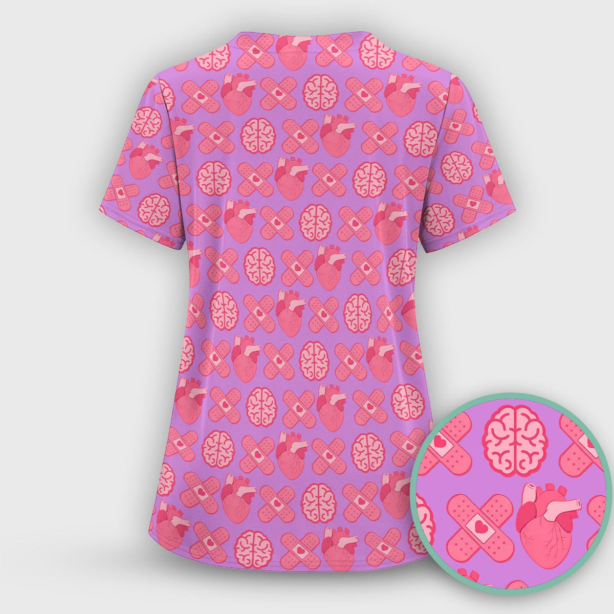 Heart Brain Medical Icon Nurse Scrub Set