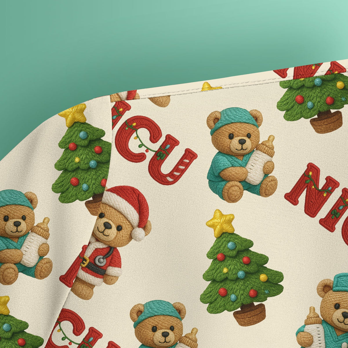 NICU Nurse Teddy Bear Scrub Top - Christmas Gift