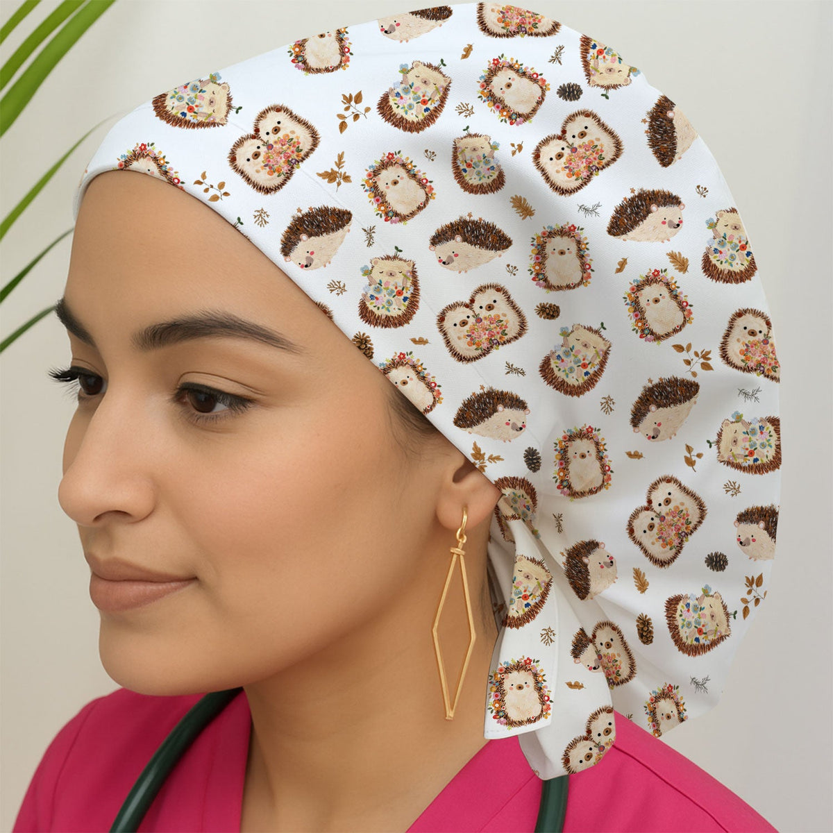Hedgehog Floral Scrub Cap