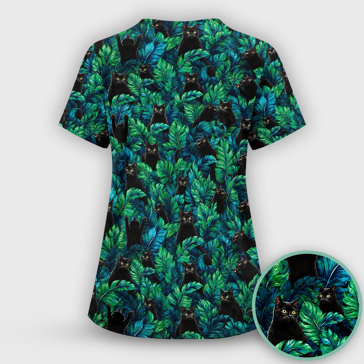 Black Cat Tropical Jungle Nurse Scrub Set
