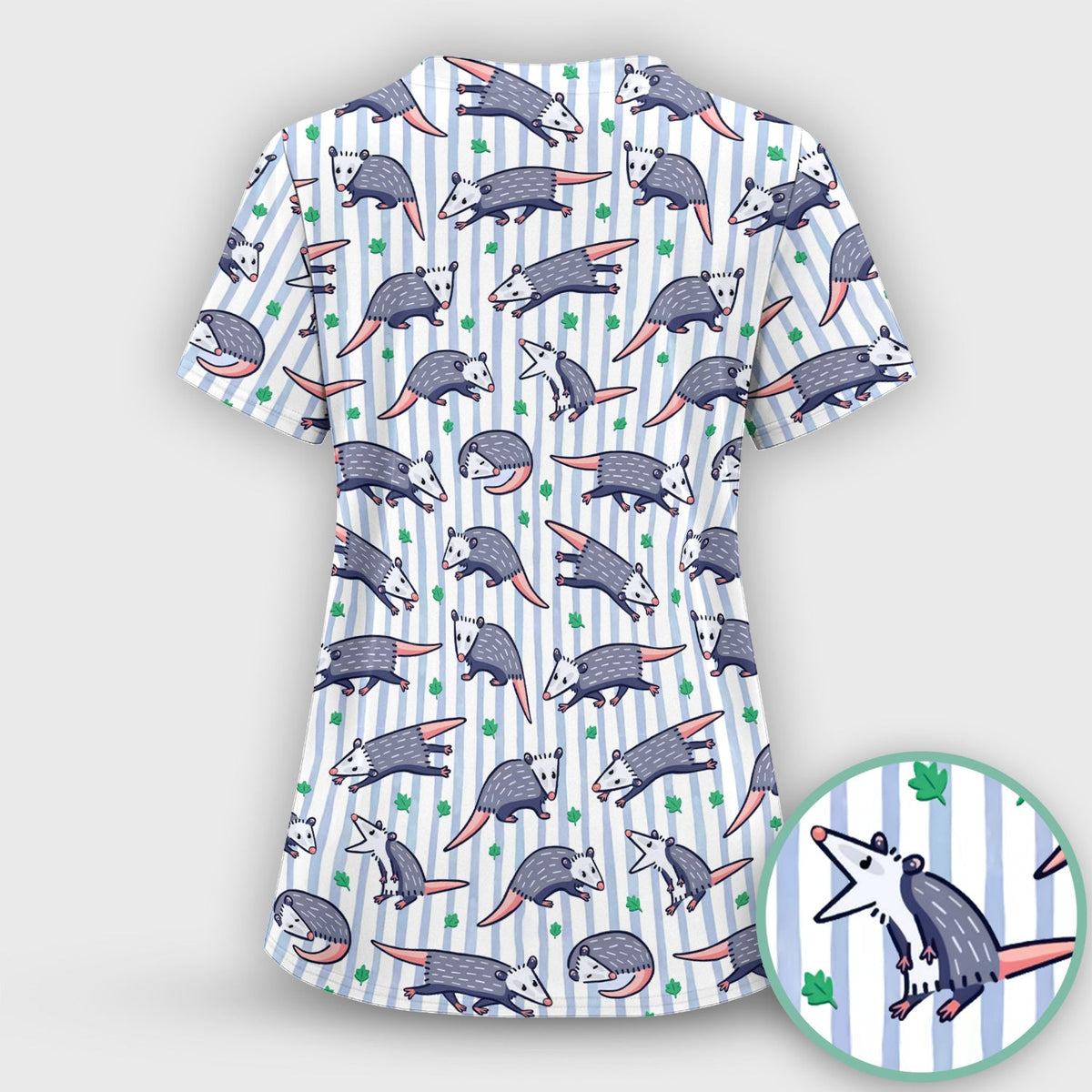 Opossum Blue Stripe Nurse Scrub Set
