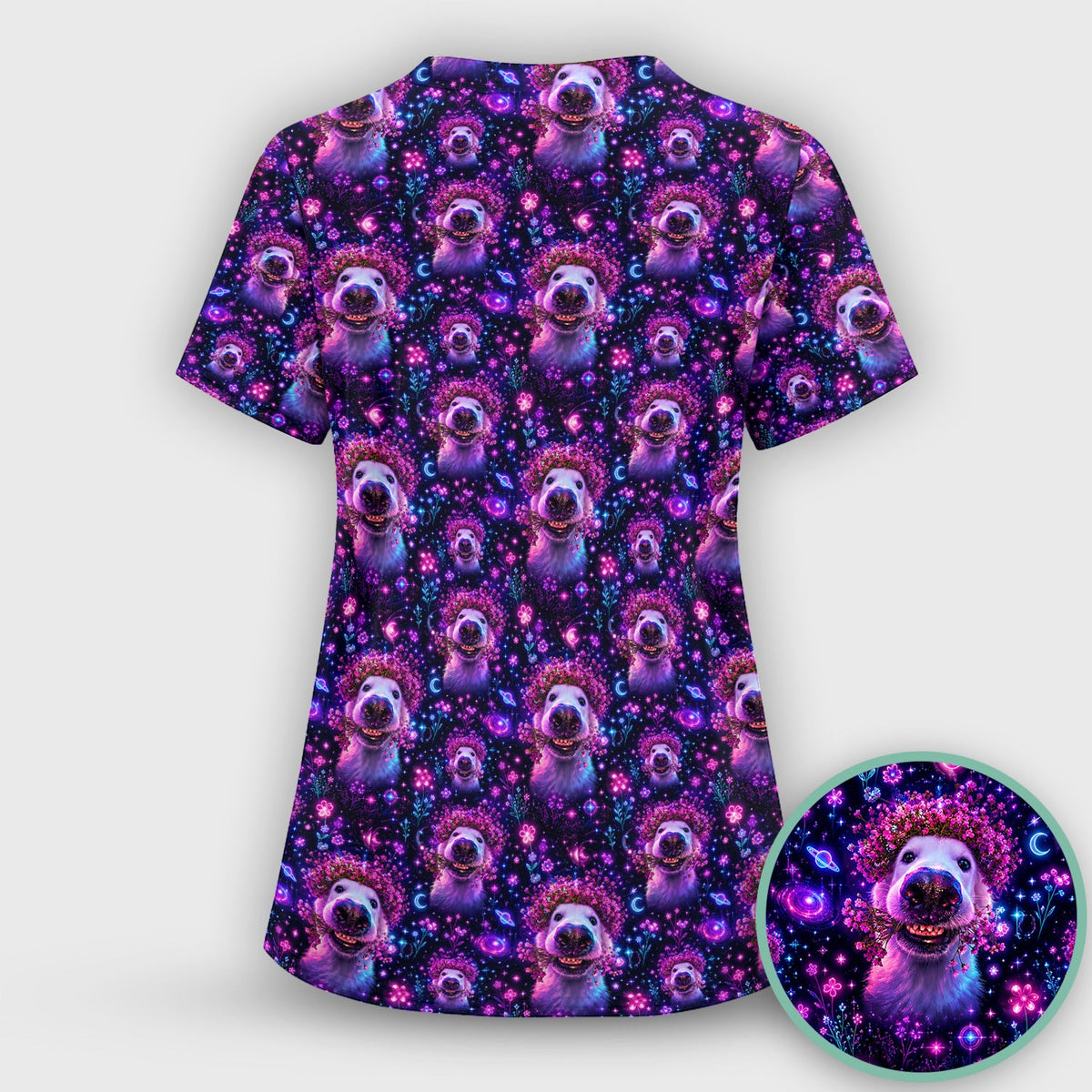 Galaxy Golden Retriever Nurse Scrub Set