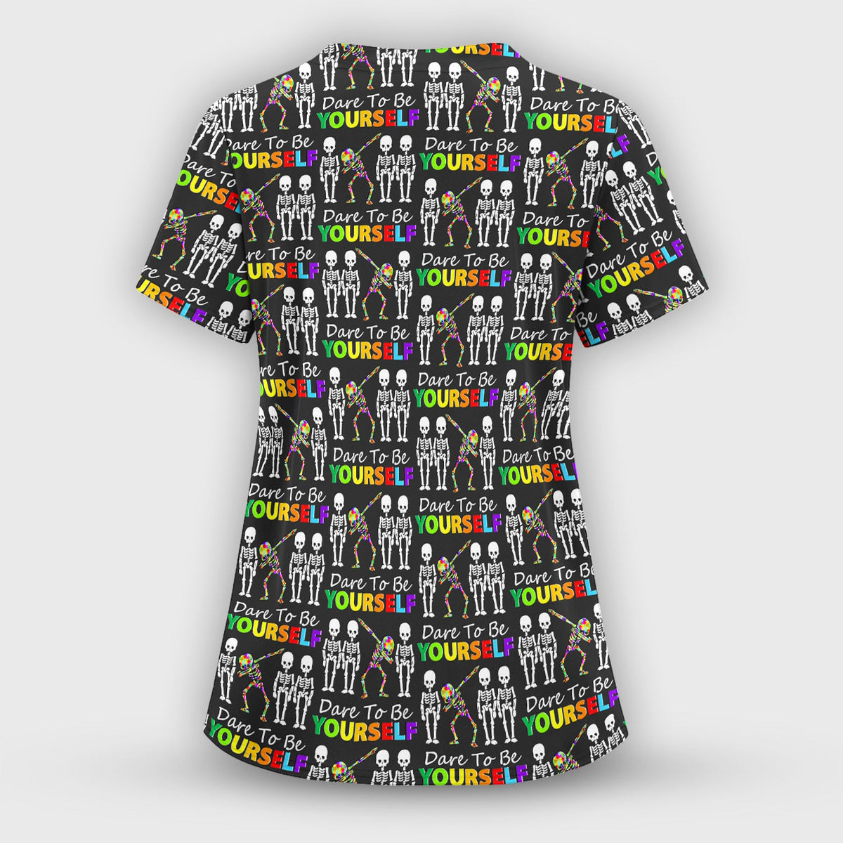 Rainbow Skeleton Dare To Be Yourself Nurse Scrub Set