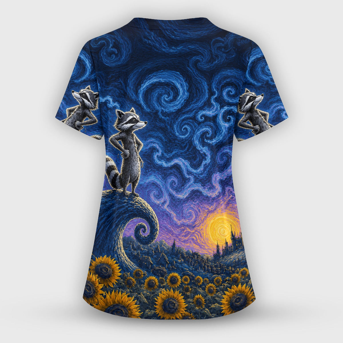 Starry Raccoon Nurse Scrub Top