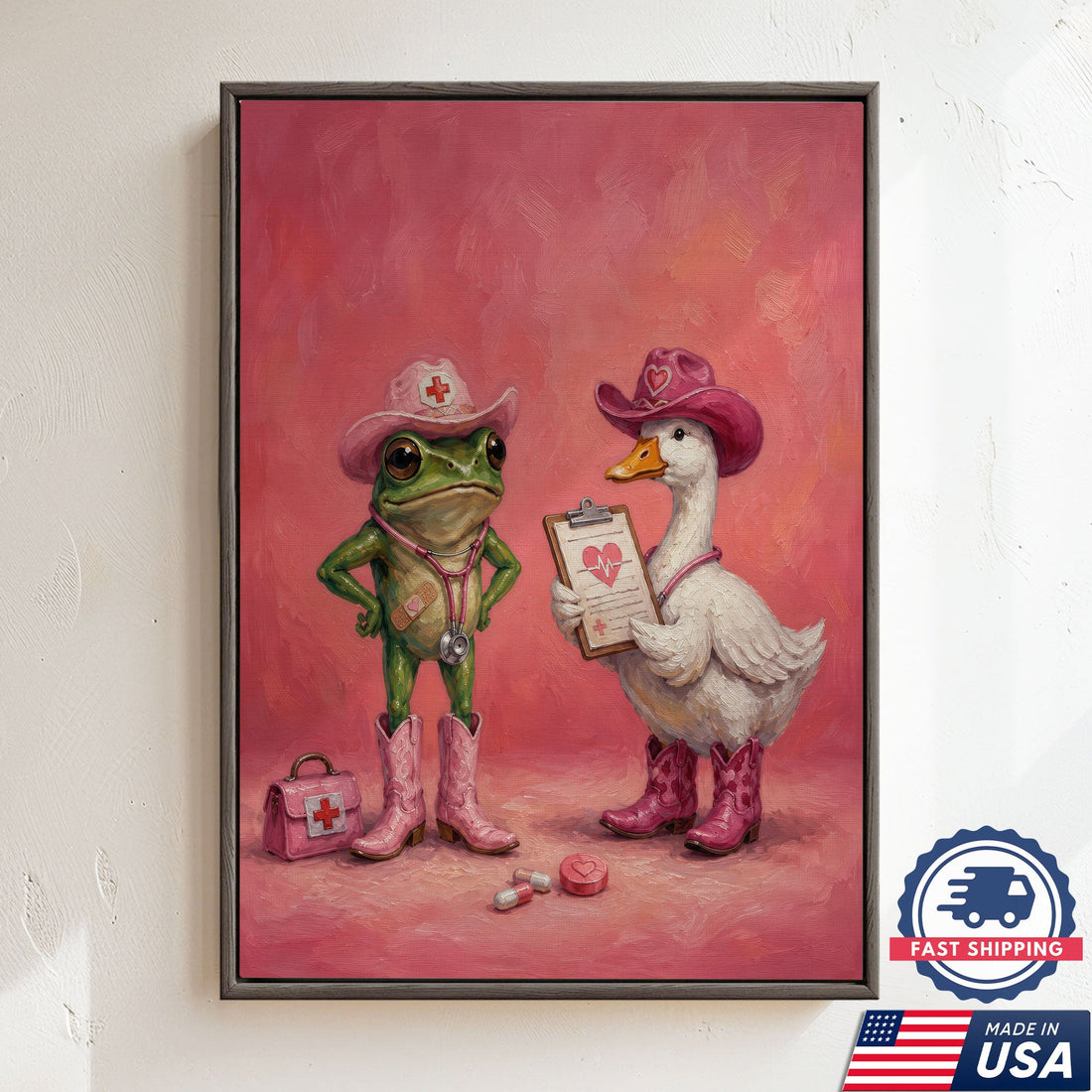 Frog Duck Cowgirl Nurse Canvas