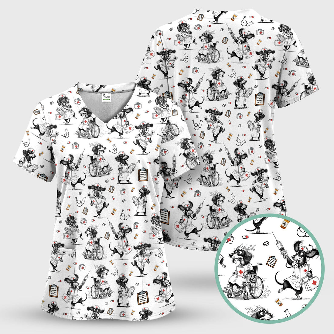 Dog Doctor Nurse Scrub Top