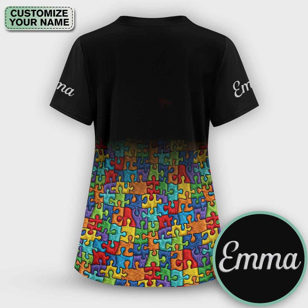 Personalized Autism Puzzle One Day At A Time Nurse Scrub Set
