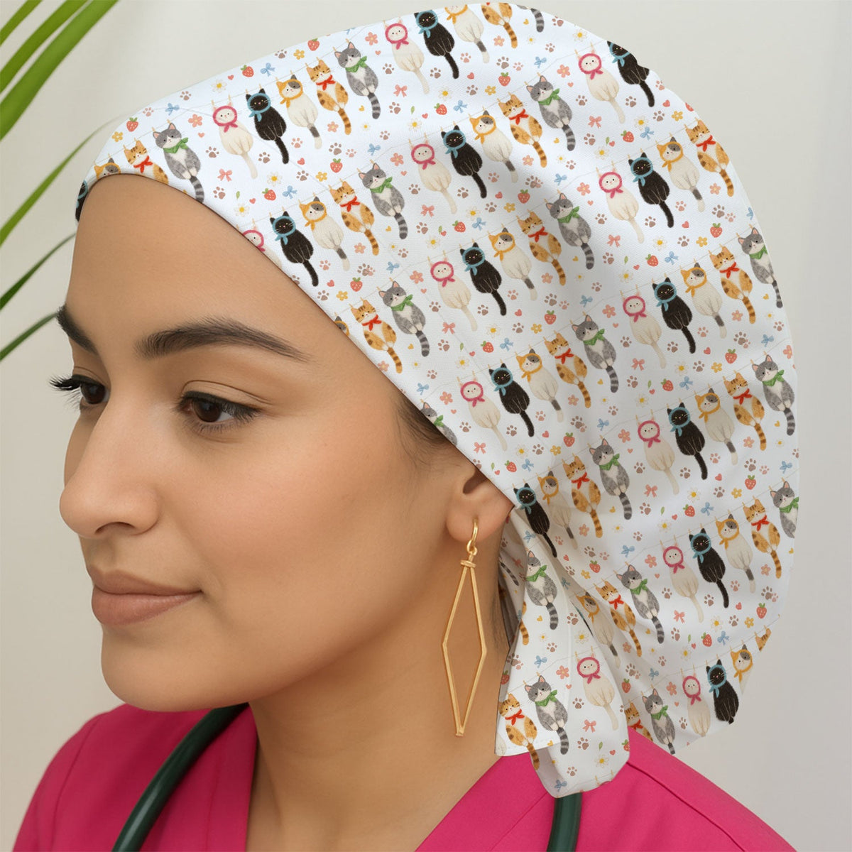 Cat Clothesline Scrub Cap