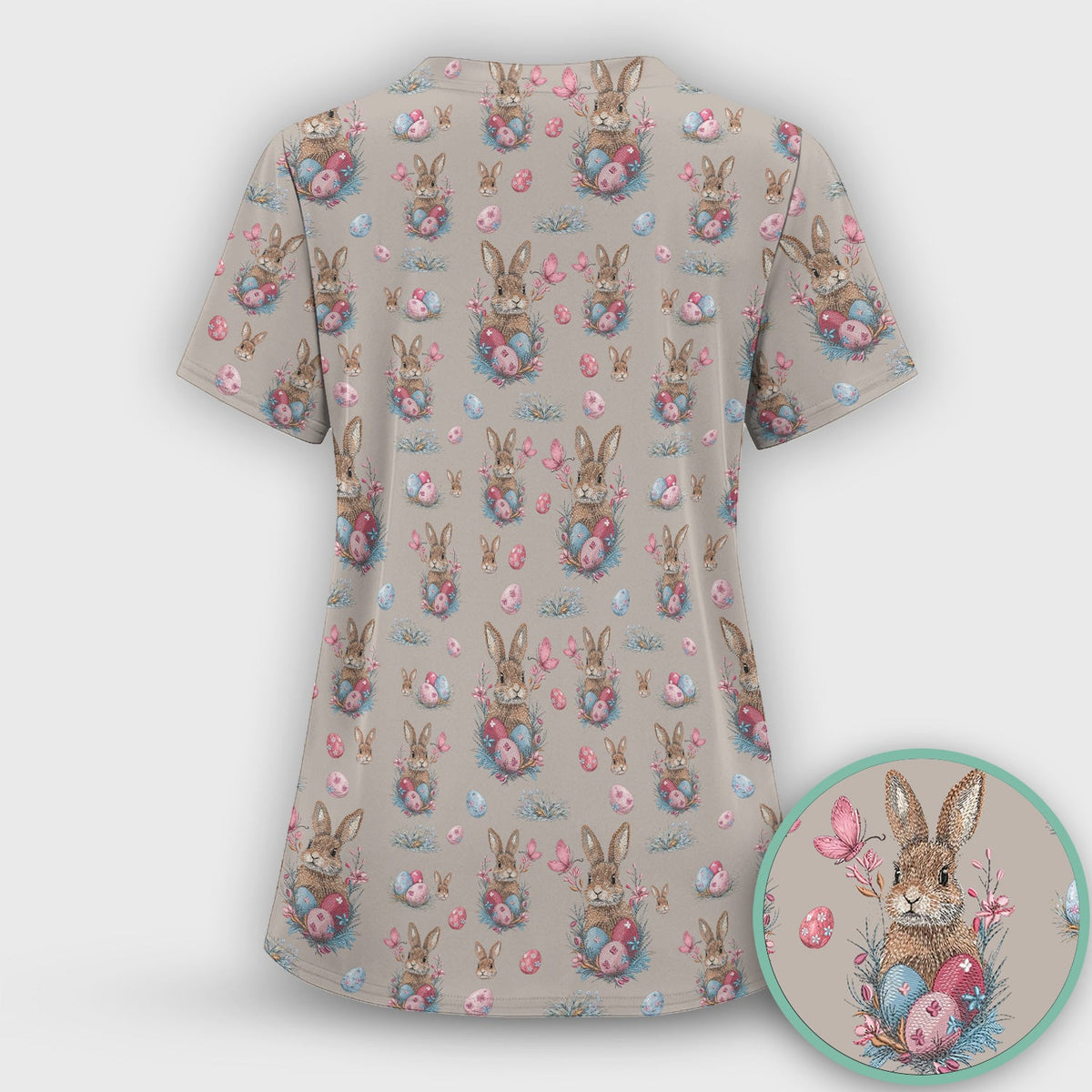 Pastel Easter Bunny Nest Nurse Scrub Set