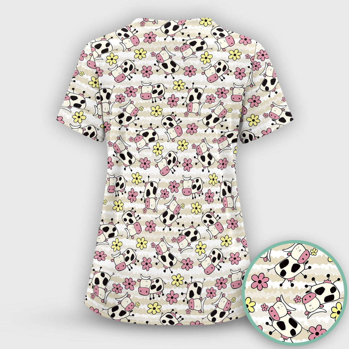 Cow Flower Meadow Nurse Scrub Set