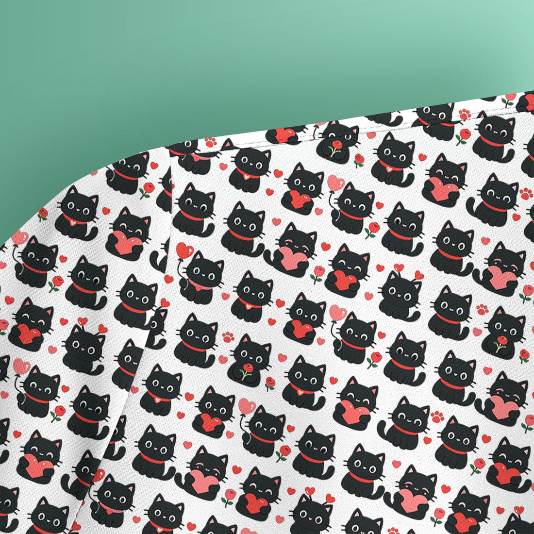 Black Cat Valentine Cute Heart Nurse Scrub Top