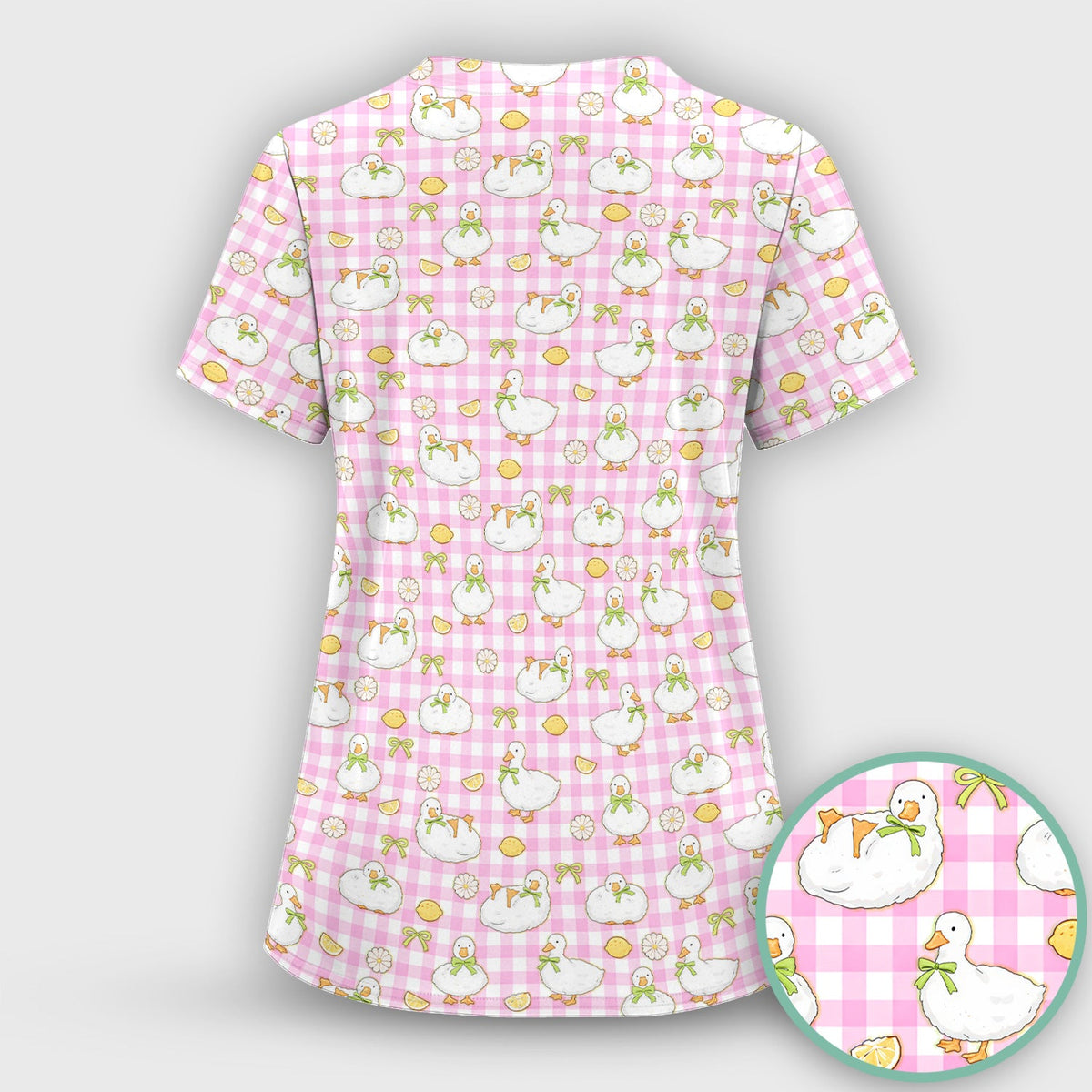 Adorable Ducks Lemon Daisy Nurse Scrub Top