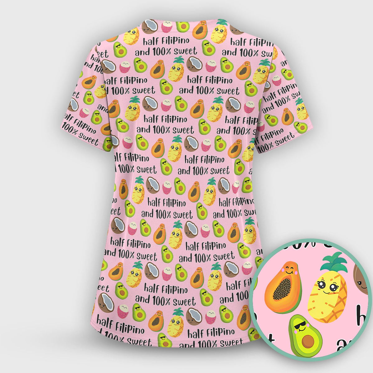 Avocado Fruit Filipino Quote Nurse Scrub Set