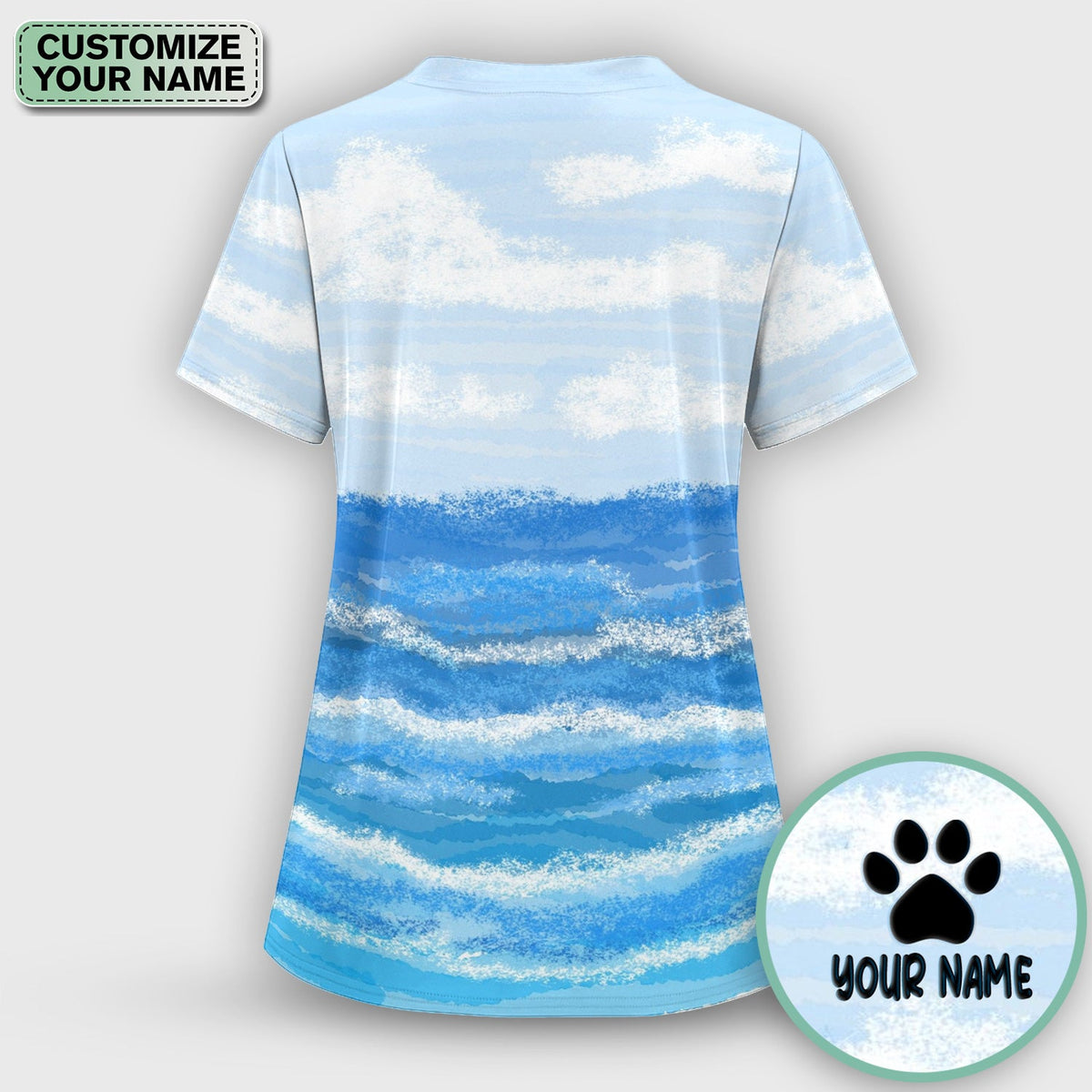 Personalized Cat Holding Fish Nurse Scrub Set